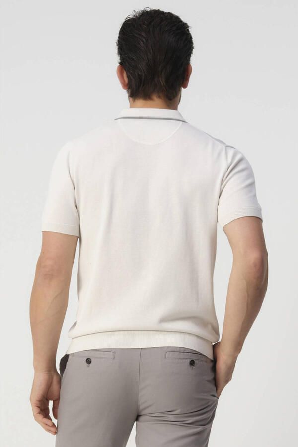 Campbell regular polo ecru fijn gebreid - Foto 2