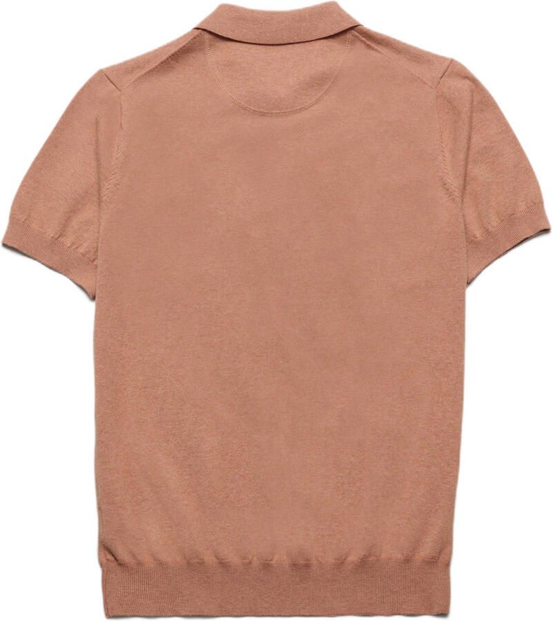 Campbell regular polo fijn gebreid donker terra