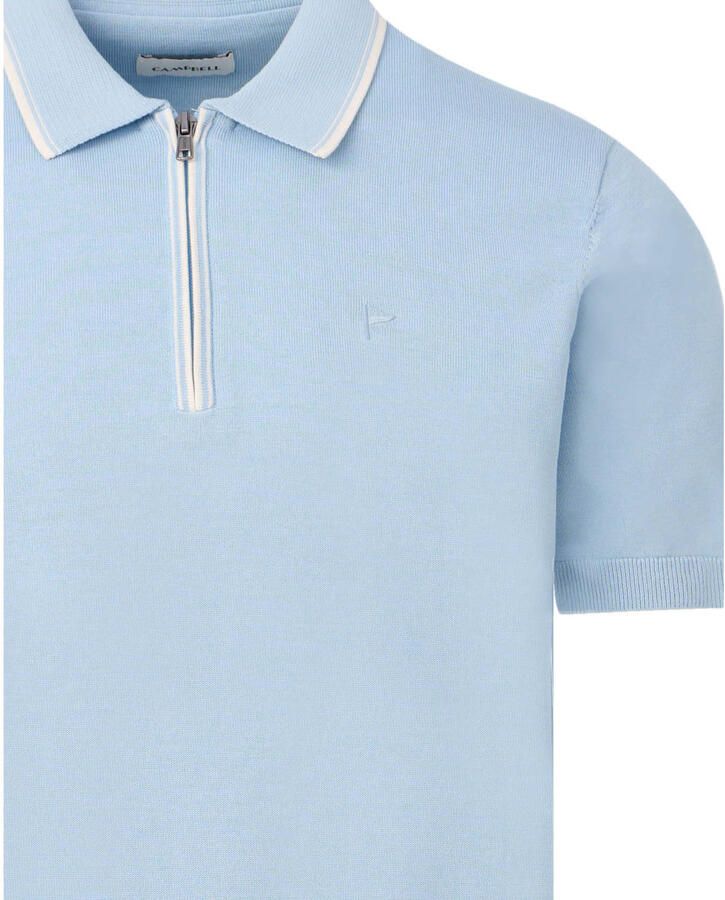 Campbell regular polo lichtblauw fijn gebreid - Foto 2