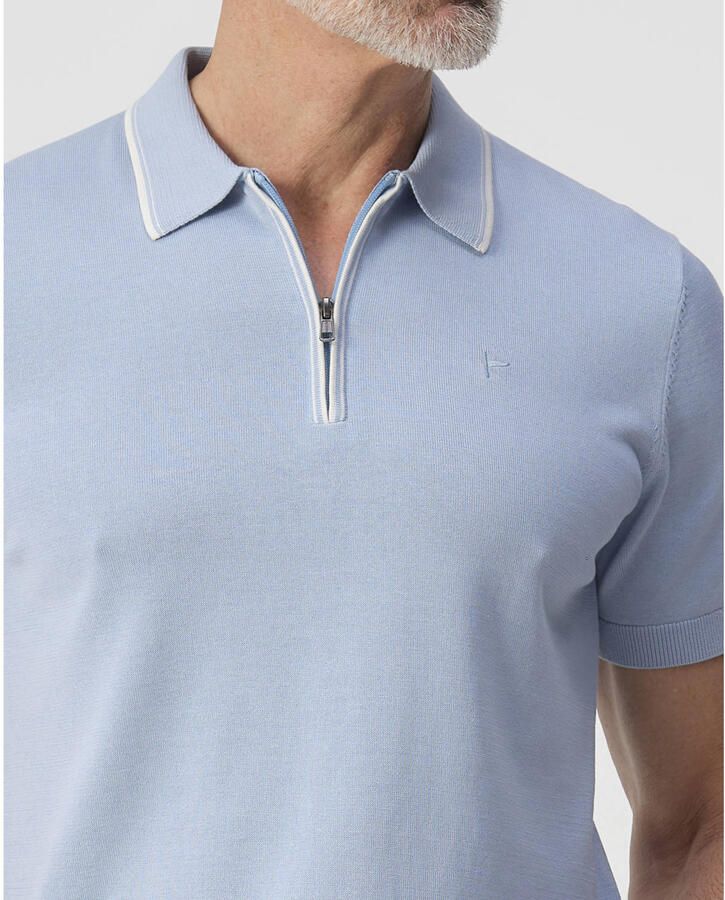 Campbell regular polo lichtblauw fijn gebreid - Foto 3