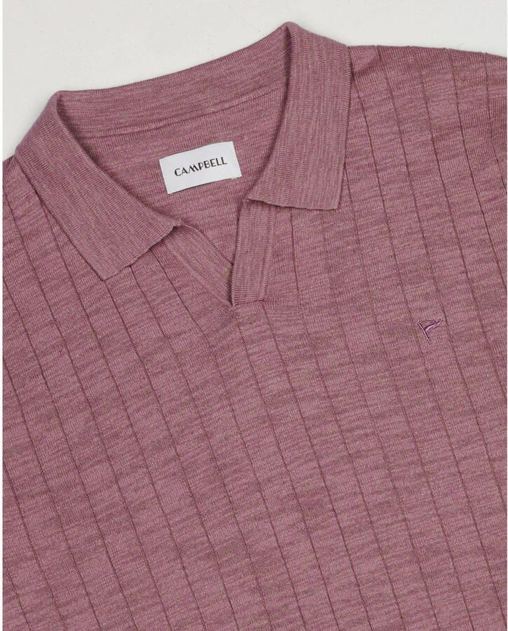 Campbell regular polo met linnen rib gebreid roze - Foto 2