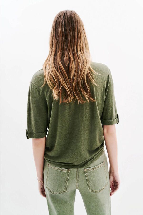 Caroll blouse met linnen kaki