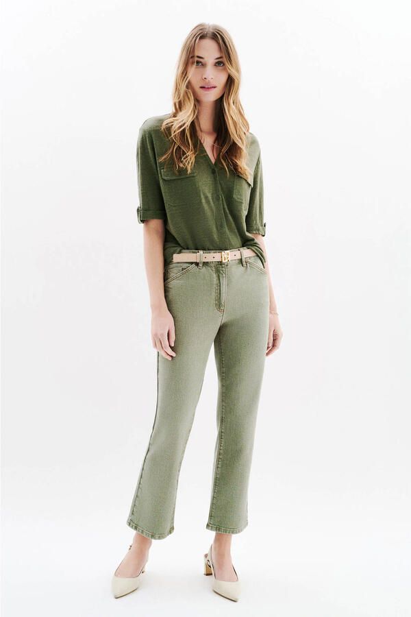 Caroll blouse met linnen kaki - Foto 3
