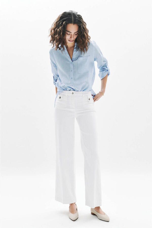 Caroll blouse met linnen lichtblauw - Foto 3