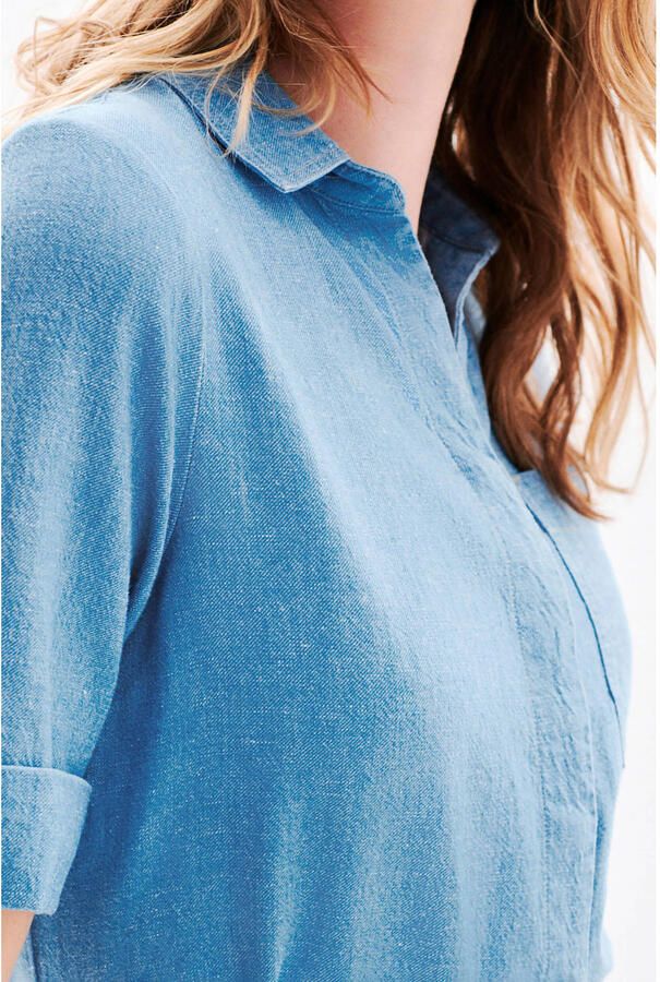 Caroll blouse met linnen lichtblauw met textuur - Foto 2