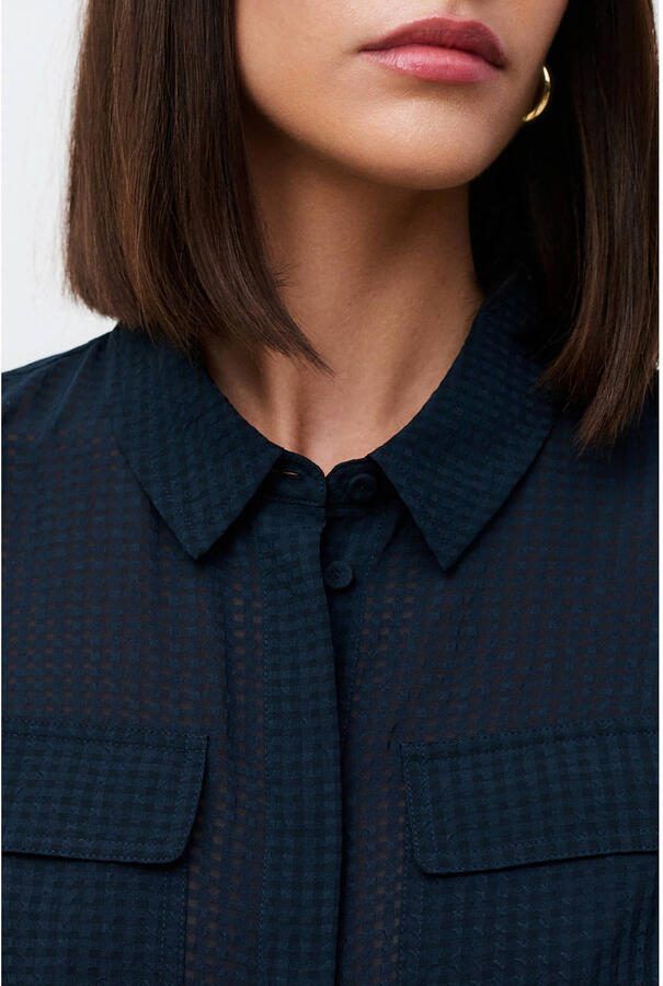 Caroll blouse met textuur marineblauw - Foto 2