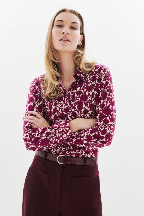 Caroll blouse wit donkerrood
