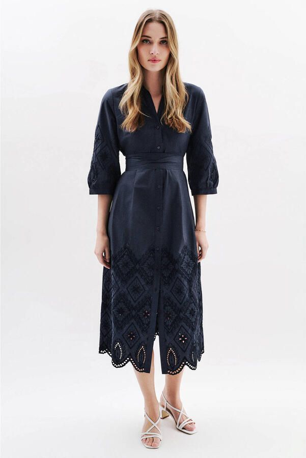 Caroll blousejurk broderie marineblauw - Foto 2