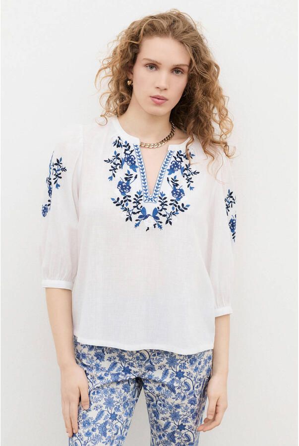 Caroll blousetop met borduursels wit