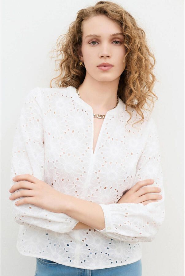 Caroll broderie blouse wit