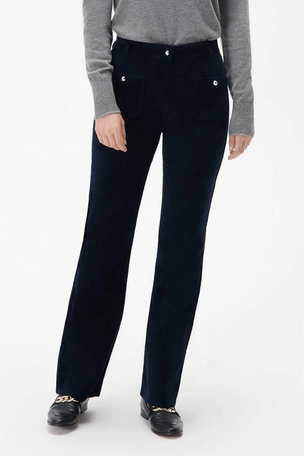 Caroll corduroy bootcut high waist broek donkerblauw