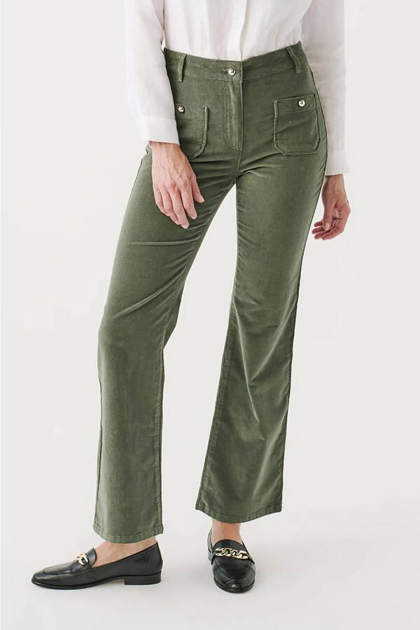 Caroll corduroy bootcut high waist broek kaki