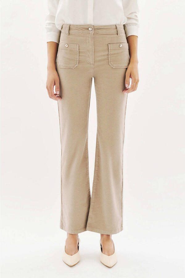 Caroll corduroy bootcut high waist broek zand
