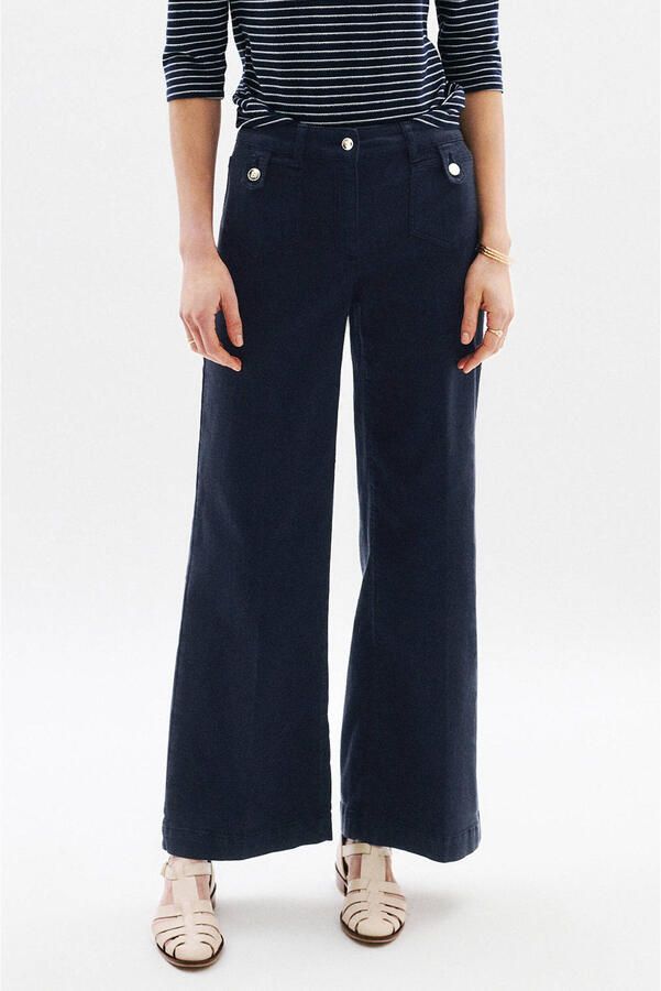 Caroll denim cropped broek met bootcut marineblauw