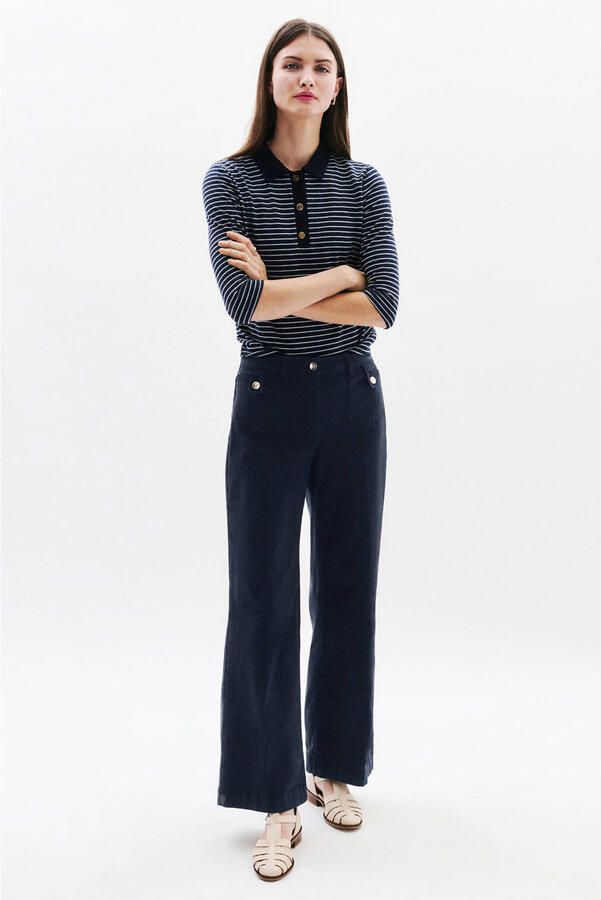 Caroll denim cropped broek met bootcut marineblauw - Foto 3
