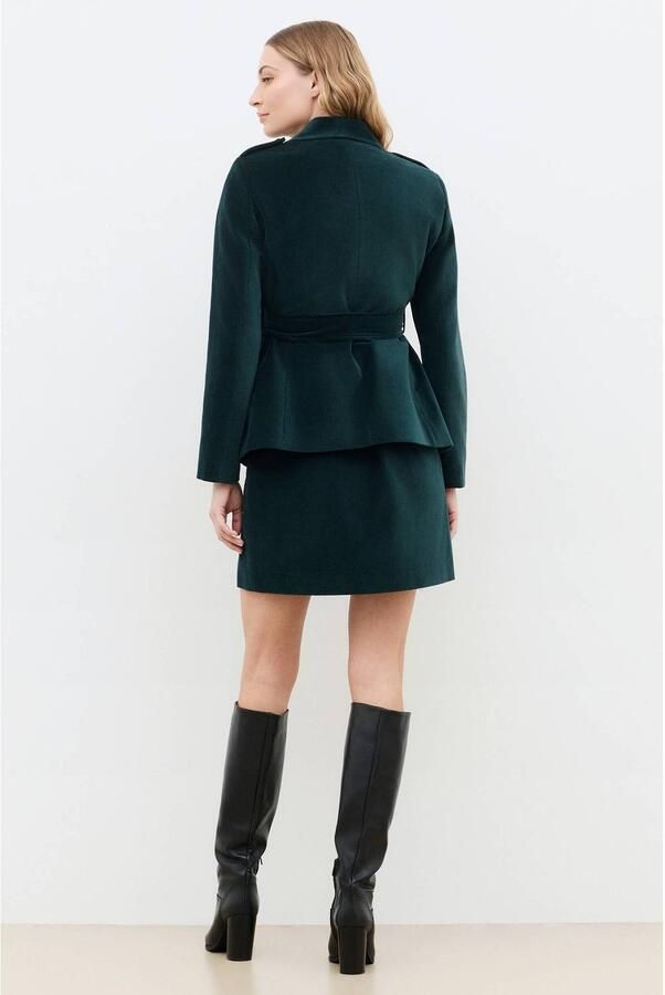 Caroll fluwelen blazer met ceintuur donkergroen - Foto 3