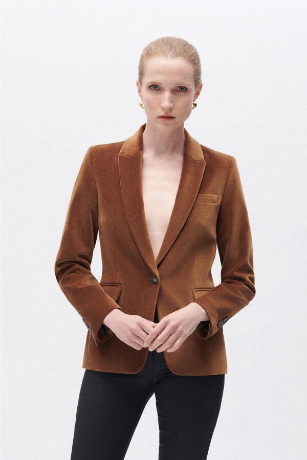 Caroll fluwelen regular blazer taupe