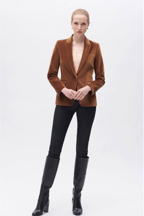 Caroll fluwelen regular blazer taupe - Foto 3