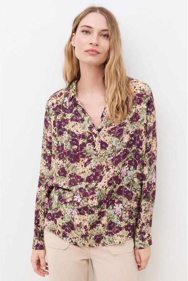Caroll gebloemde blousetop met glitters ecru paars