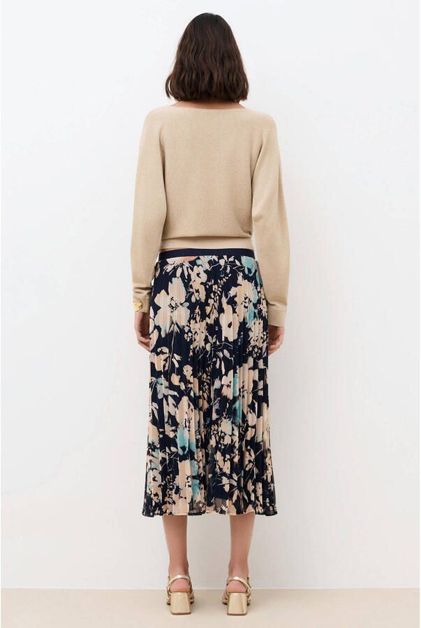 Caroll gebloemde midi rok marineblauw