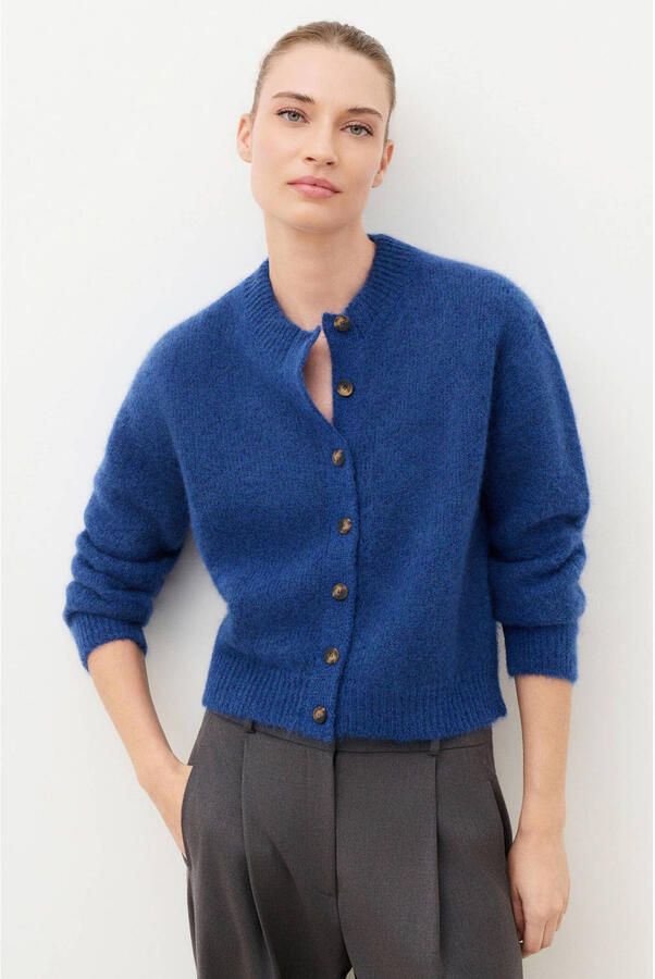 Caroll gebreid vest met wol blauw