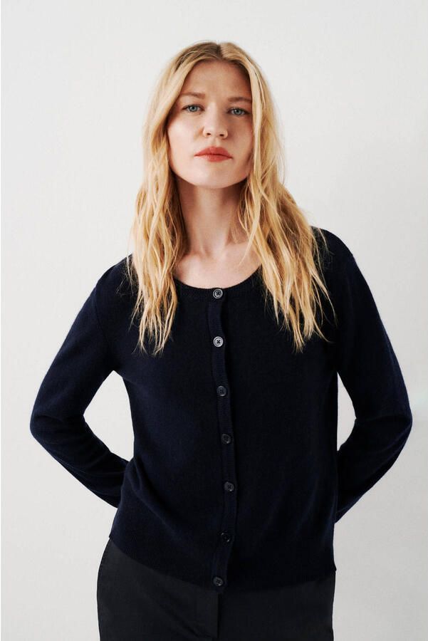 Caroll gebreid vest van kasjmier marineblauw