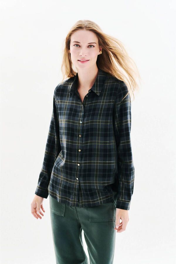 Caroll geruit blouse antraciet