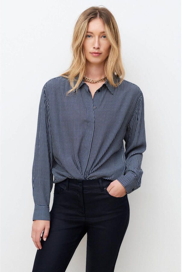 Caroll geruit blouse marineblauw