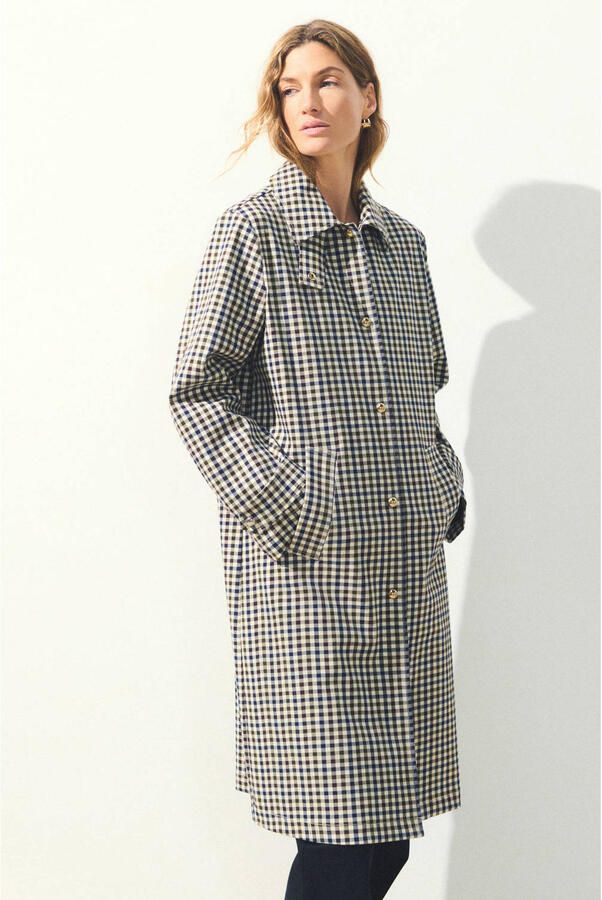 Caroll geruite trenchcoat zand blauw