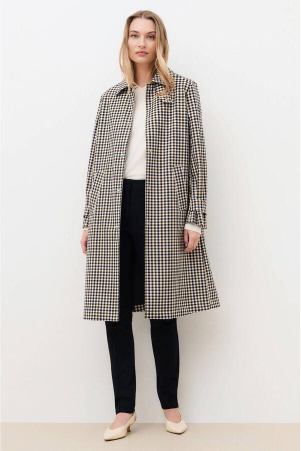 Caroll geruite trenchcoat zand blauw - Foto 3