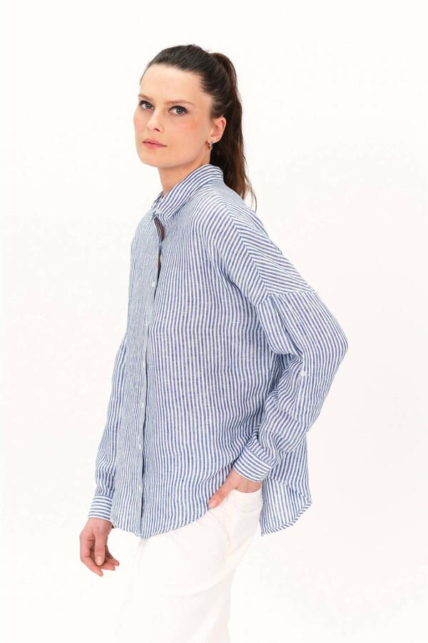 Caroll gestreepte blouse lichtblauw