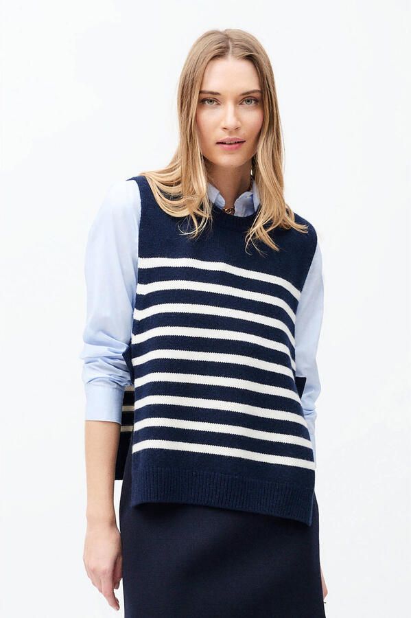 Caroll gestreepte spencer met wol marineblauw