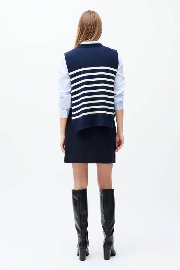 Caroll gestreepte spencer met wol marineblauw - Foto 2