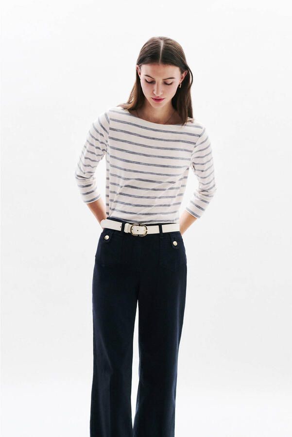 Caroll gestreepte top ecru blauw