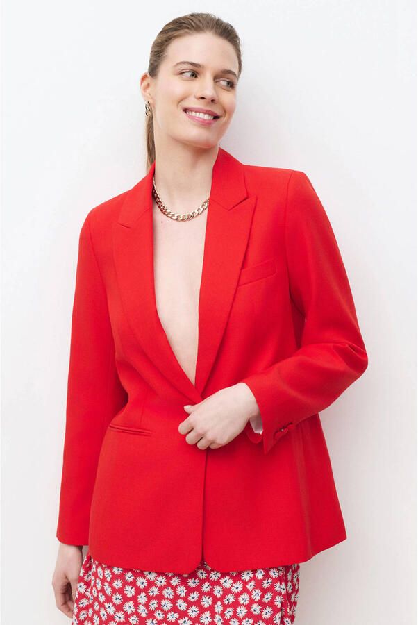 Caroll getailleerde blazer met linnen rood