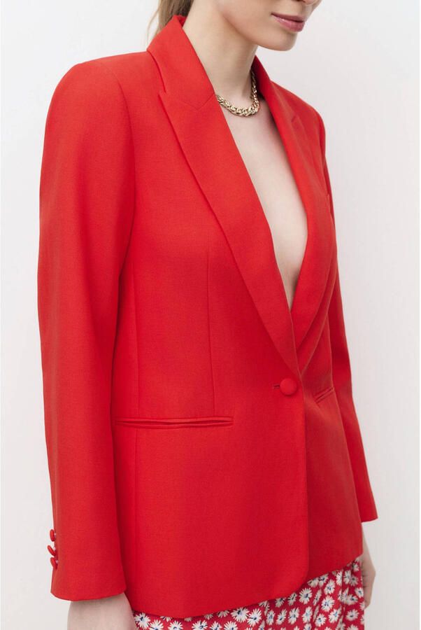 Caroll getailleerde blazer met linnen rood - Foto 2