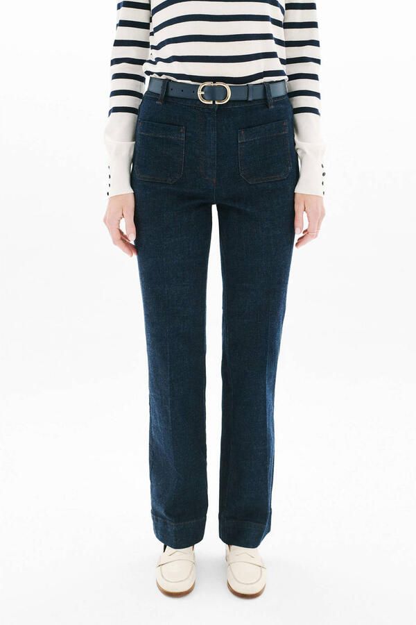 Caroll high waist straight leg jeans dark blue denim