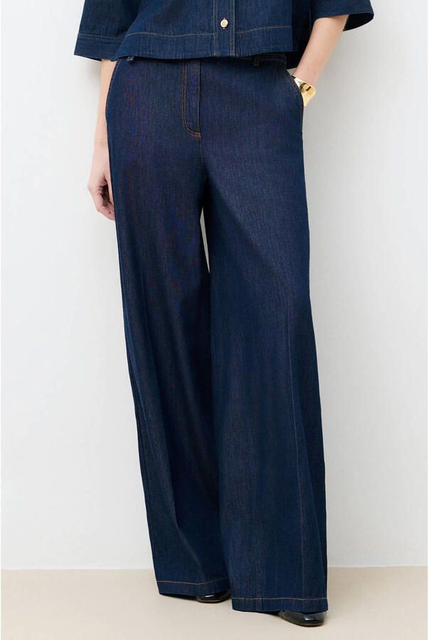 Caroll high waist wide leg jeans dark blue denim