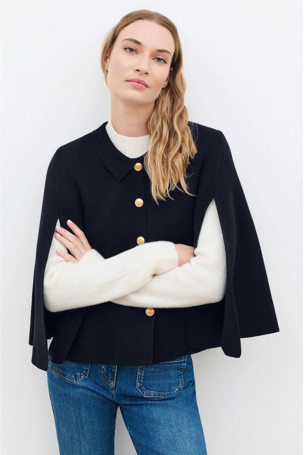 Caroll jas met wol marineblauw