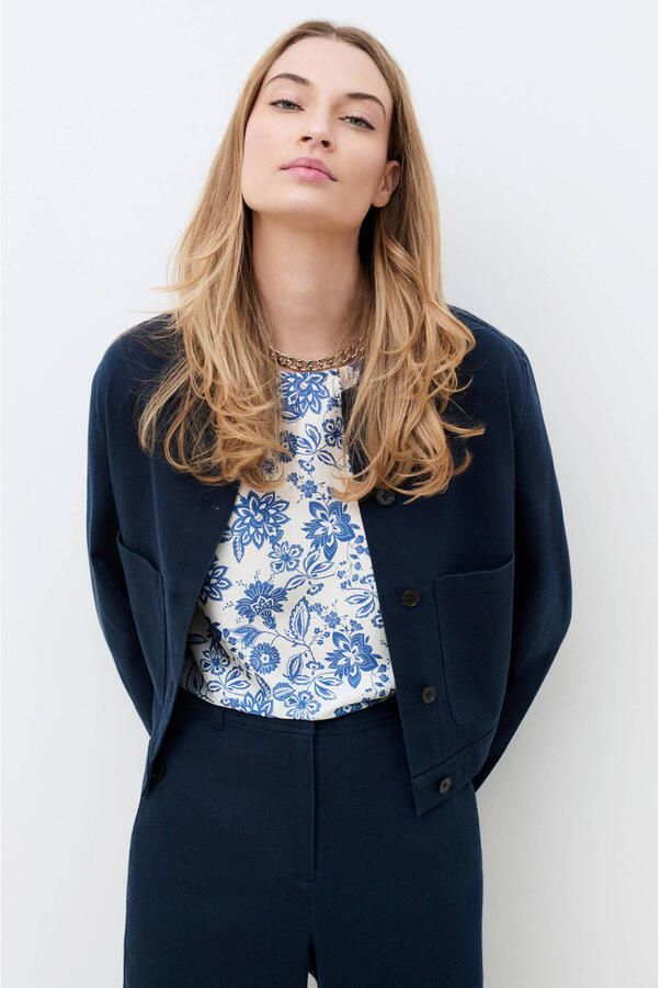 Caroll jasje met linnen marineblauw