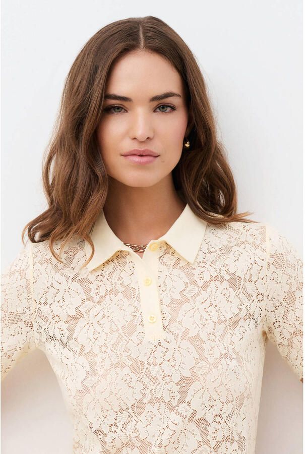 Caroll kanten top beige