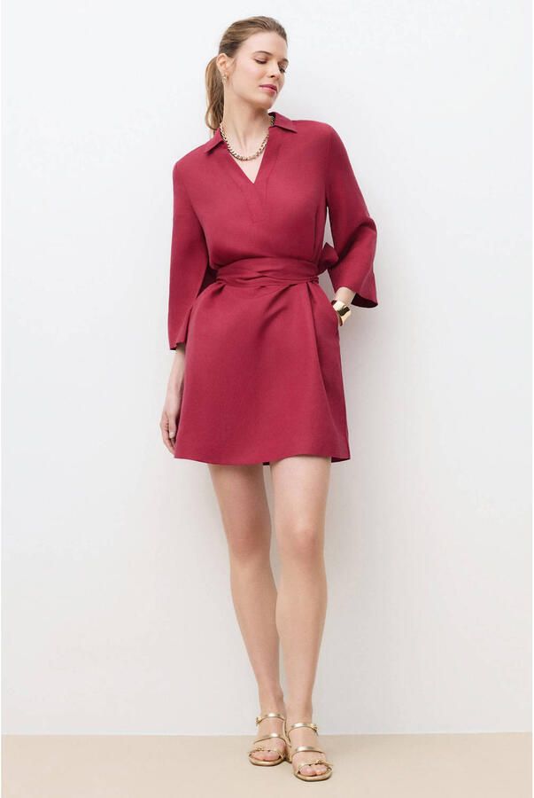 Caroll linnen cocktailjurk fuchsia - Foto 2