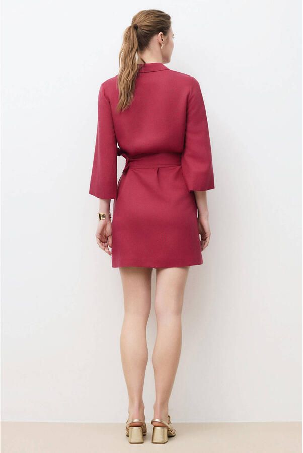 Caroll linnen cocktailjurk fuchsia - Foto 3