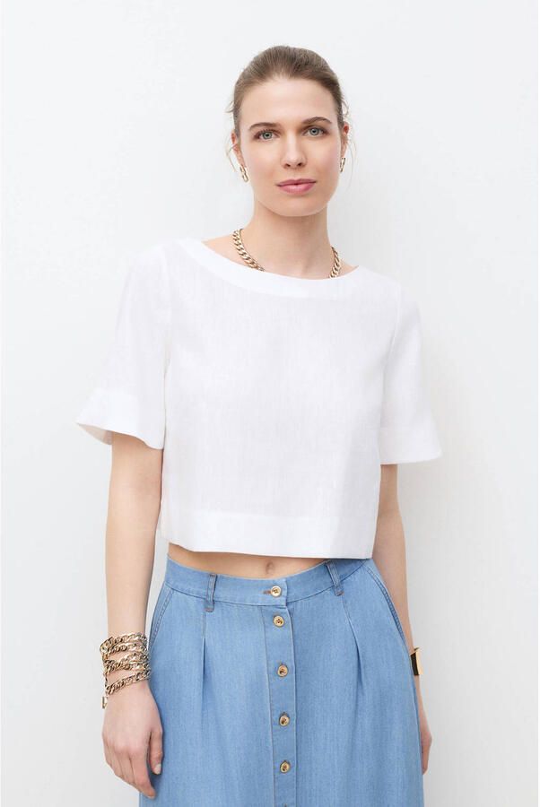 Caroll linnen cropped top wit