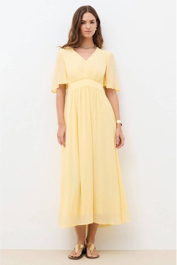 Caroll midi jurk lichtgeel