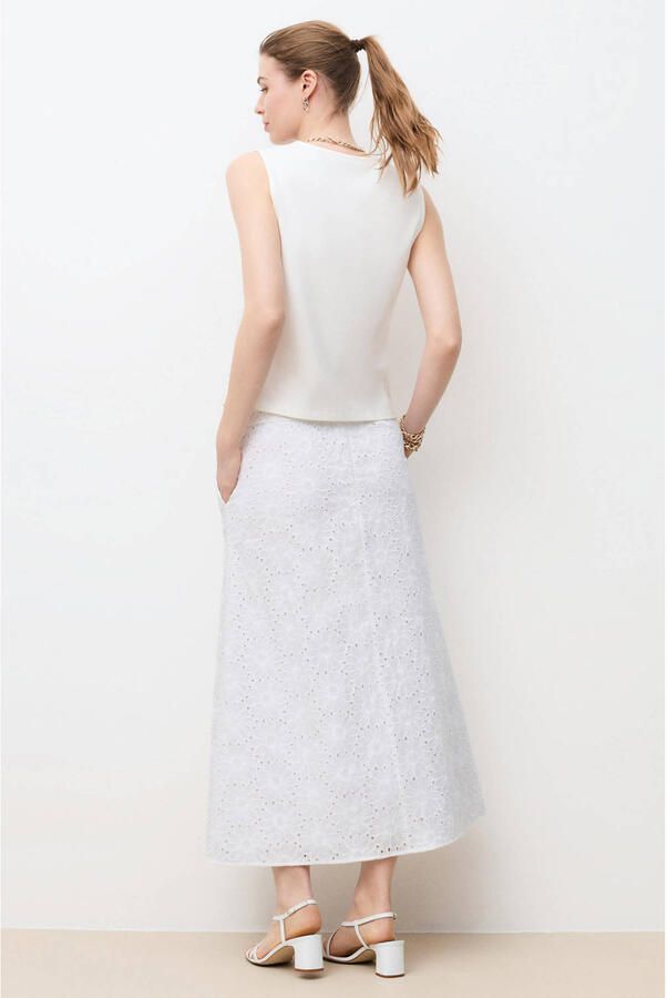 Caroll midi rok broderie wit - Foto 2