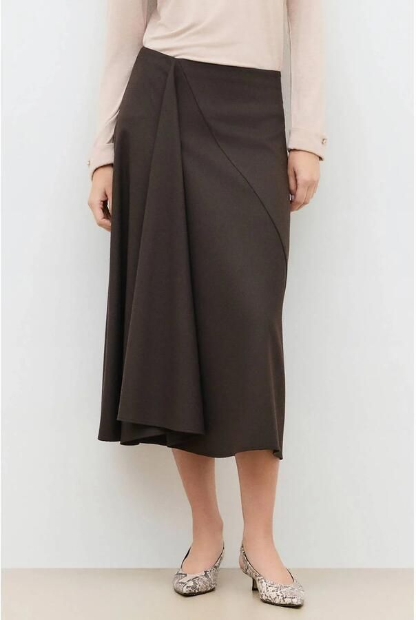 Caroll midi rok met plooien donkerbruin