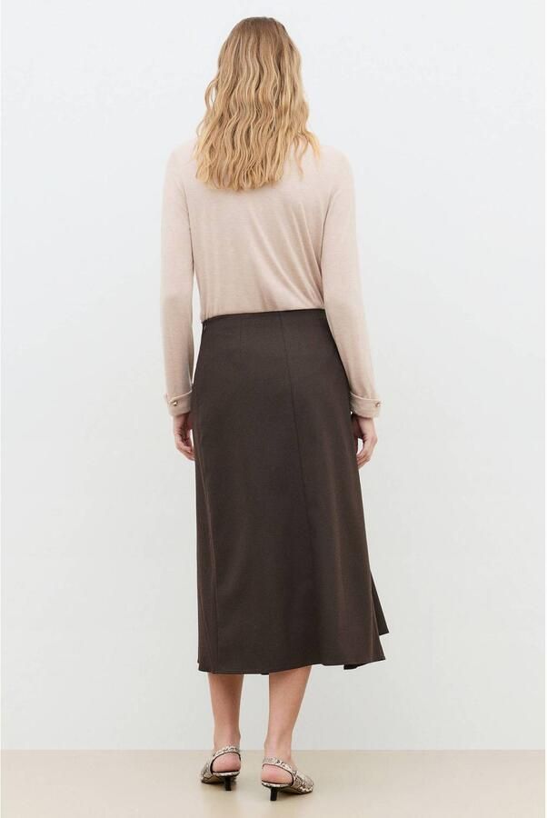 Caroll midi rok met plooien donkerbruin - Foto 3