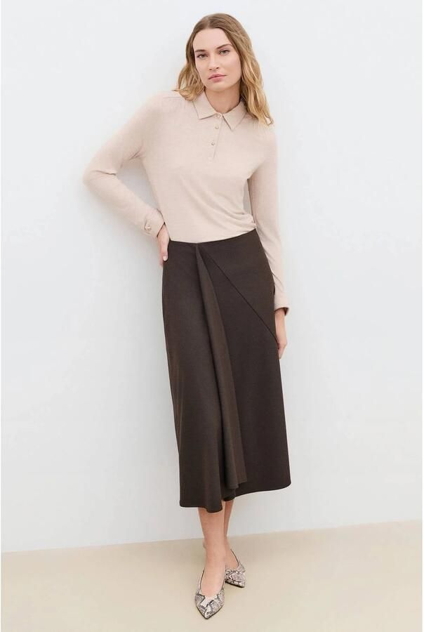 Caroll midi rok met plooien donkerbruin - Foto 2