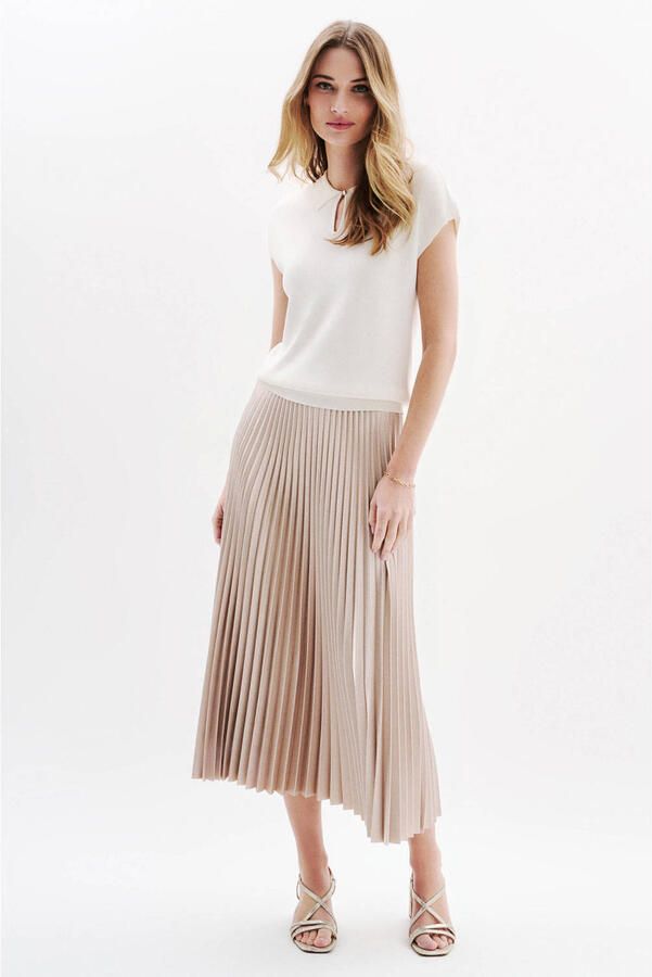 Caroll plissé rok met glitter beige